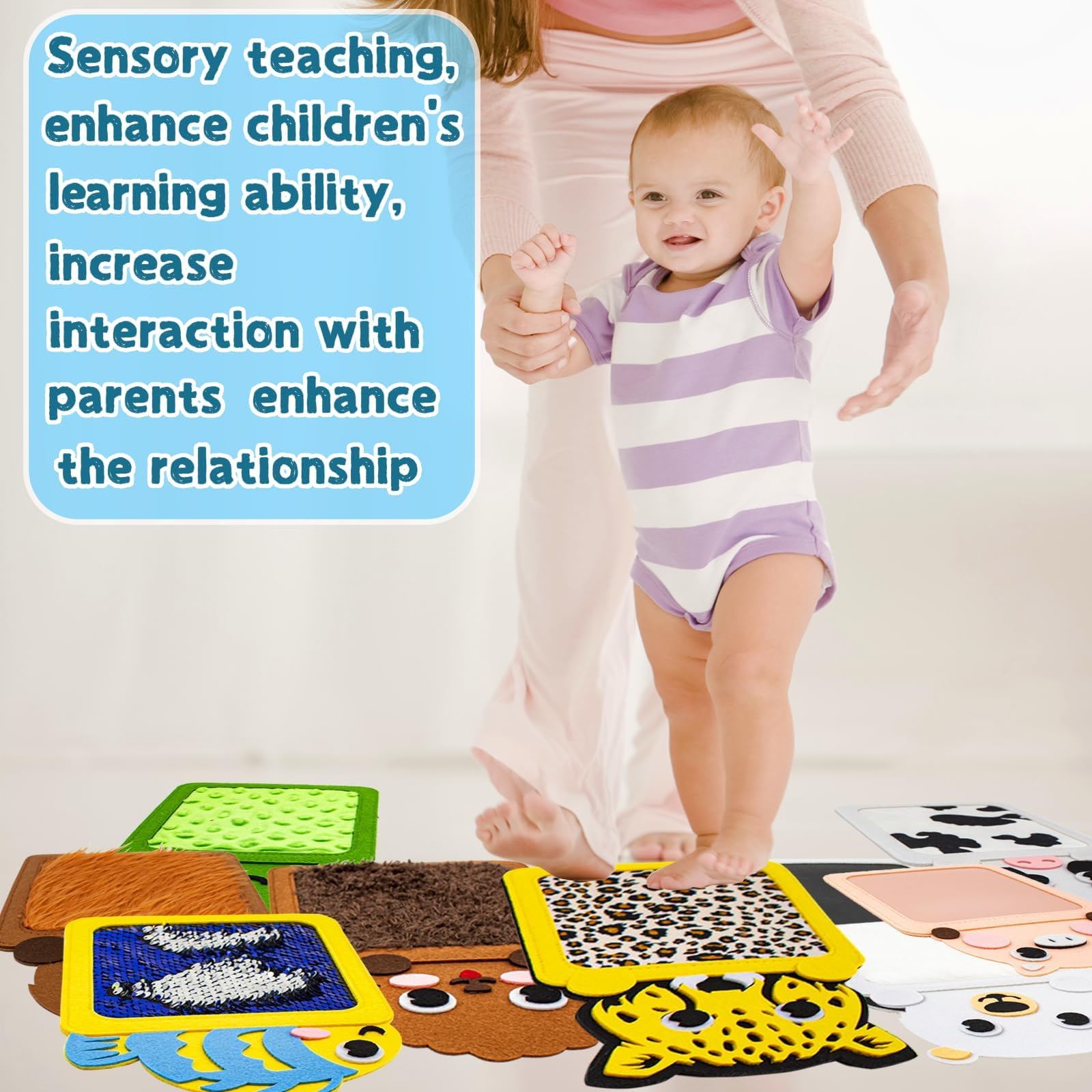 12 tappetini sensoriali, pannelli sensoriali da parete per bambini, strumenti per l'autismo, tessuto strutturato sensoriale, tappetino per animali educativi, articolo per bambini autismo,