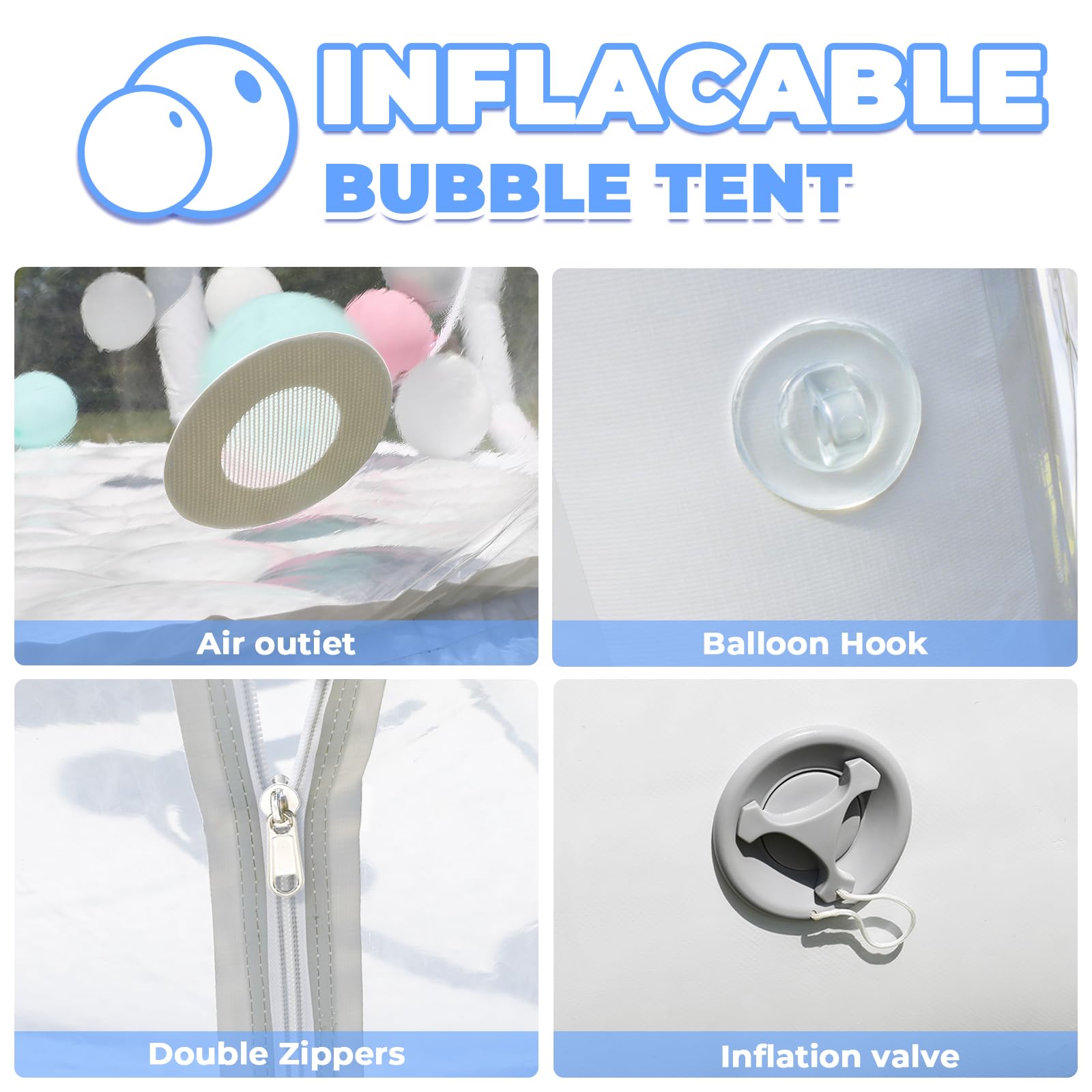 Casa gonfiabile con trampolino, Bubble House Dome gonfiabile con ventilatore e pompa, tenda da giardino impermeabile in PVC di qualità commerciale per matrimoni, campeggio, feste (300 cm)