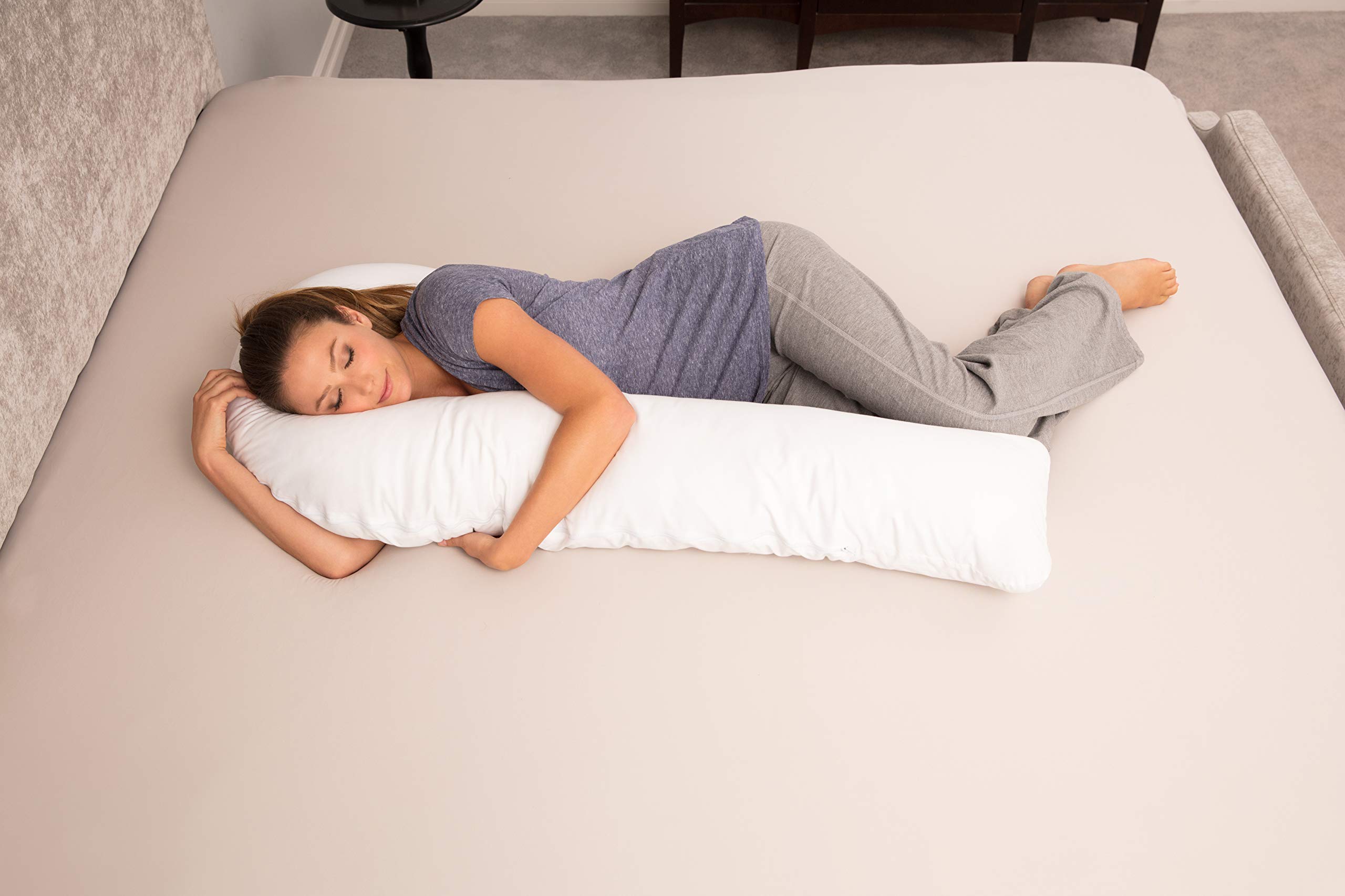 Deluxe Comfort Letter J Shaped Full Body Pillow Soft Synthetic Fiber