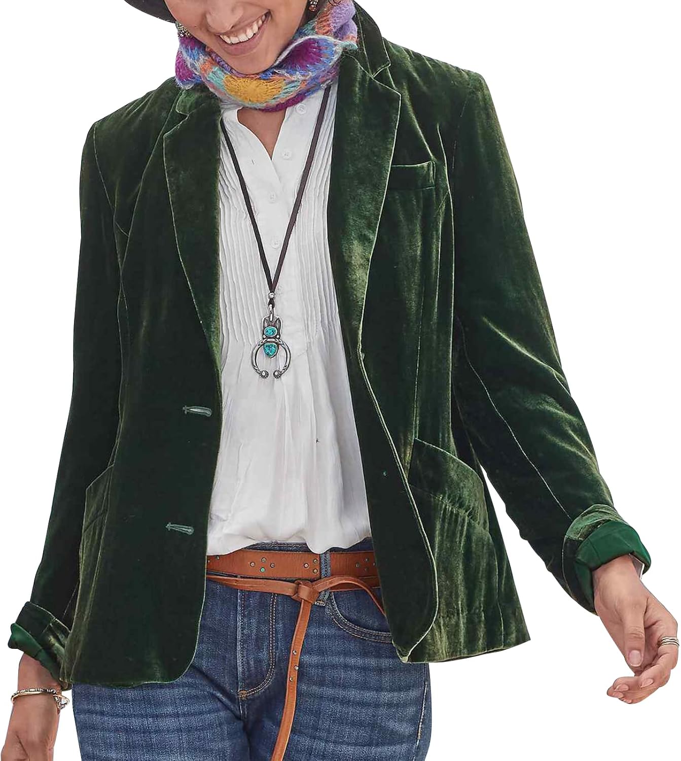 MINTLIMIT Women’s Casual Velvet Blazer Notched Lapel Button Front Blazer Jacket Long Sleeve Jacket Coat Blazer