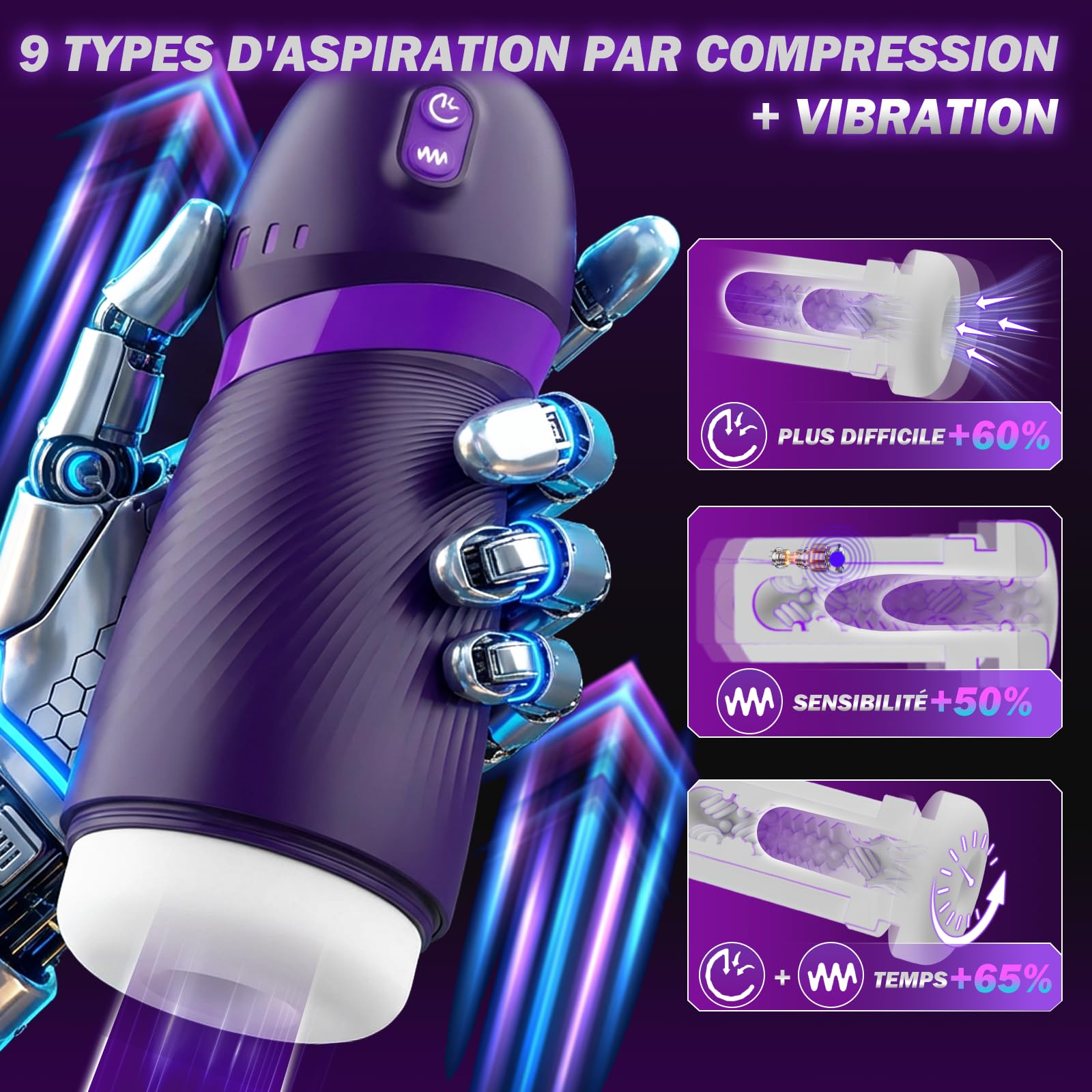Masturbeuse homme Sex Toýs Homme Vaginette Ultra Réaliste avec 9 Modes vibration Et Succion Masturbâteur Mains Libres Sex Toys APP Control Vibration 3D Silicone Sextoyse Sextoy