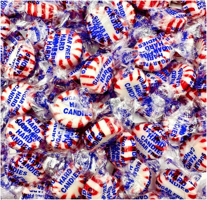 Idea Liftoff™ Sugar Free Peppermint Starlight Candy – 2 lb Bulk Bag Individually Wrapped | Peppermint Mints | Keto & Diabetic-Friendly | Sugarless Hard Candy