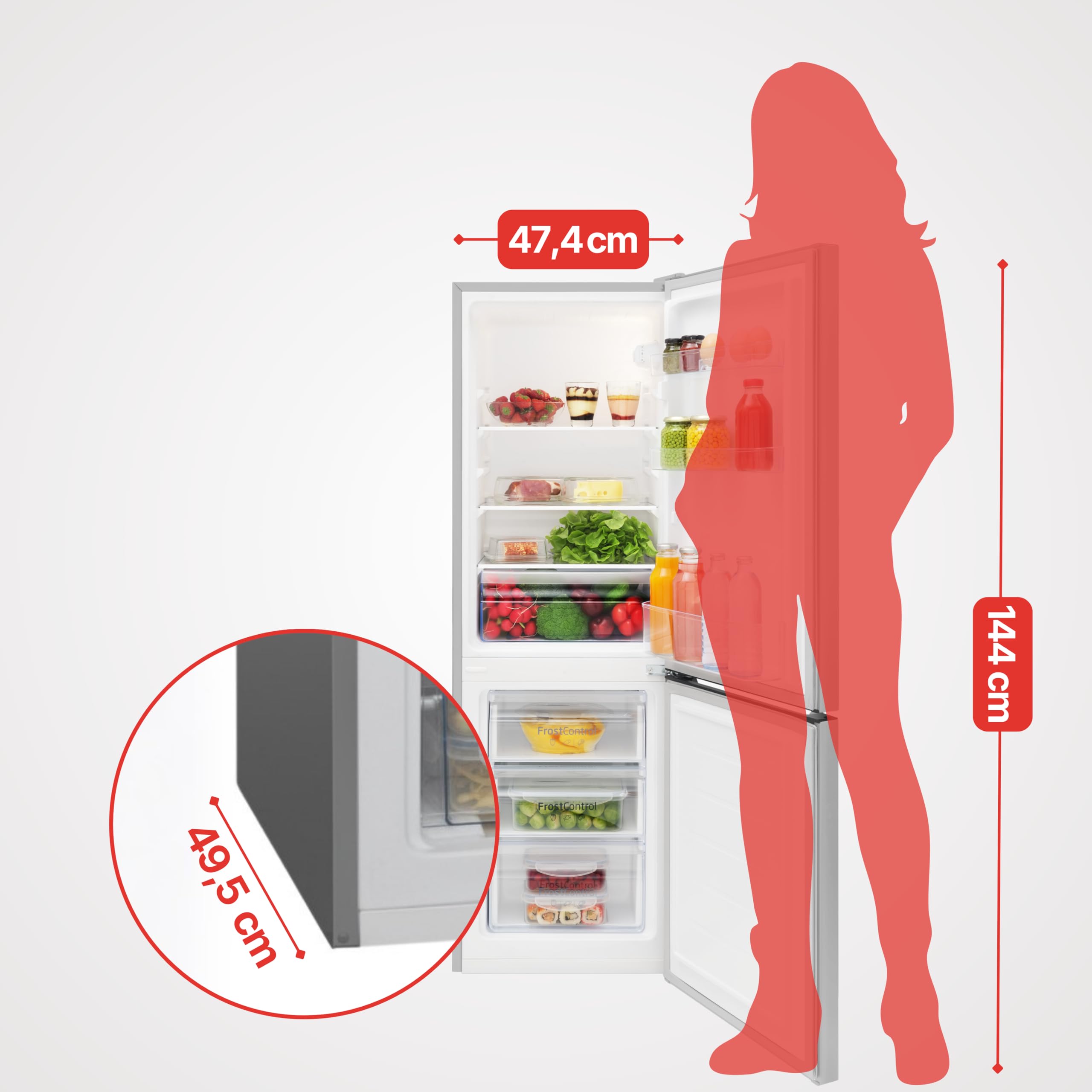 Amica Kühl Gefrierkombination freistehend 144 cm Nutzinhalt mit Superkühlfunktion und Supergefrierfunktion – Bild 3
