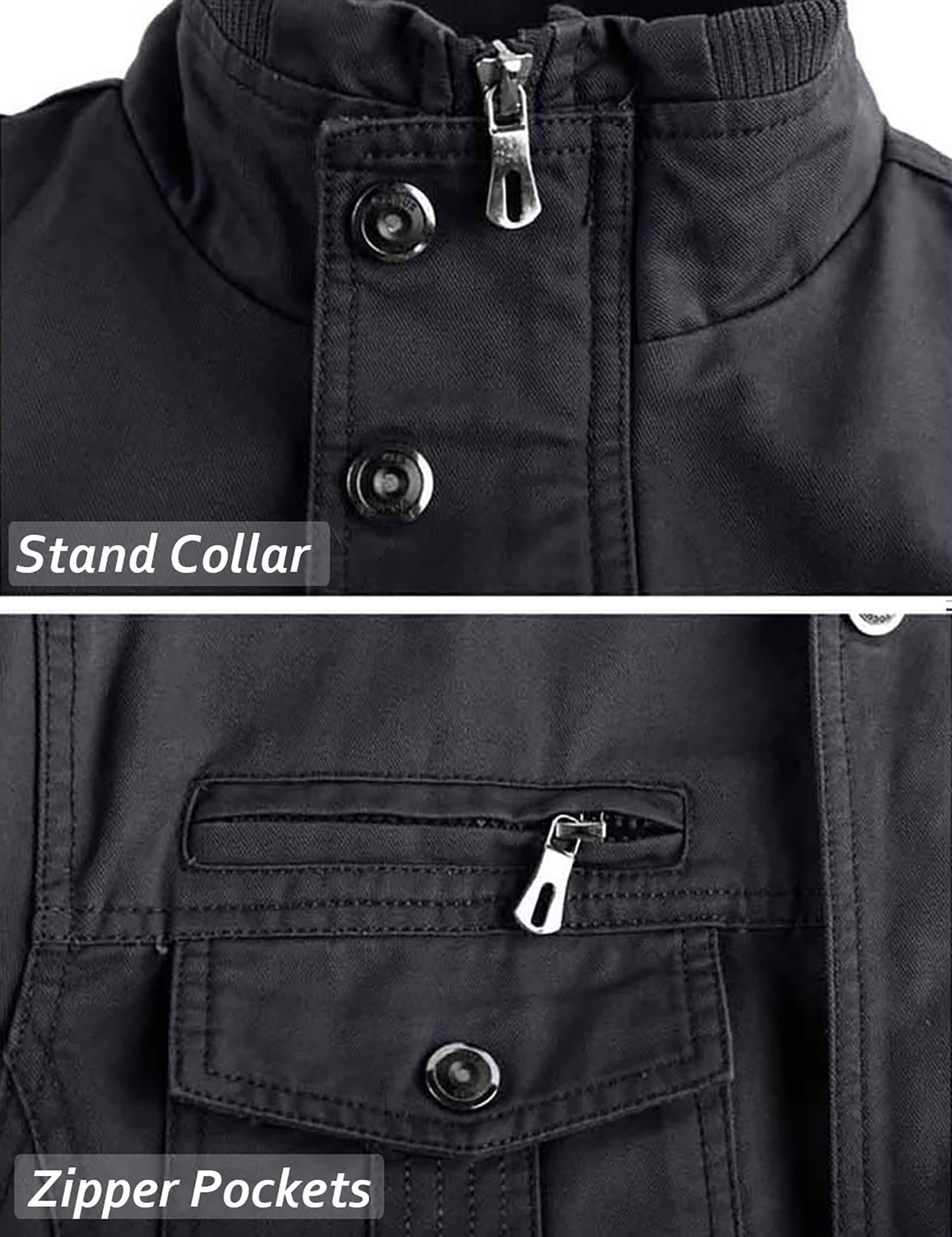 TACVASEN Uomo Giacca Militare Invernale Jacket Casual Interno in Pile Caldo collo in Piedi