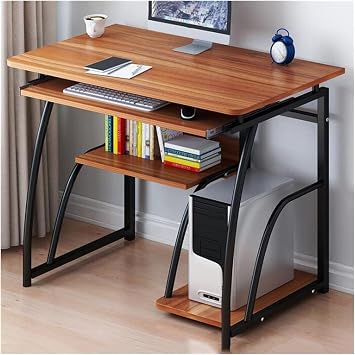 Computer Desk Simple Pc Table Laptop with Storage Shelf Home Office Study Desk Pc Workstation with Cpu Stand and Keyboard Tray, Easy Assembly Work Desk for Home Office Color A