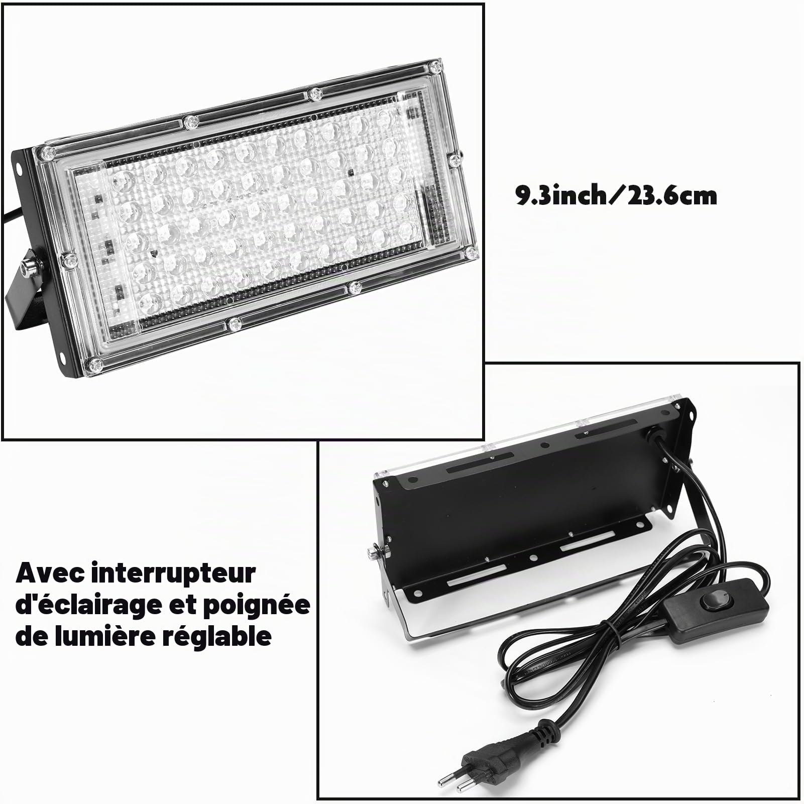 Caydo Lampe LED UV de 50W pour sérigraphie avec support lumineux et tissu noir, attaches élastiques et instructions pour la sérigraphie et les cyanotypes