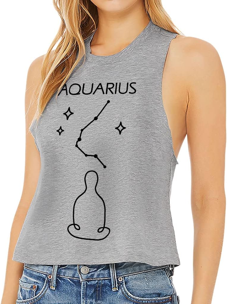 Aquarius Design Racerback Cropped Tank - Graphic Women's Tank - Art Tank Top
