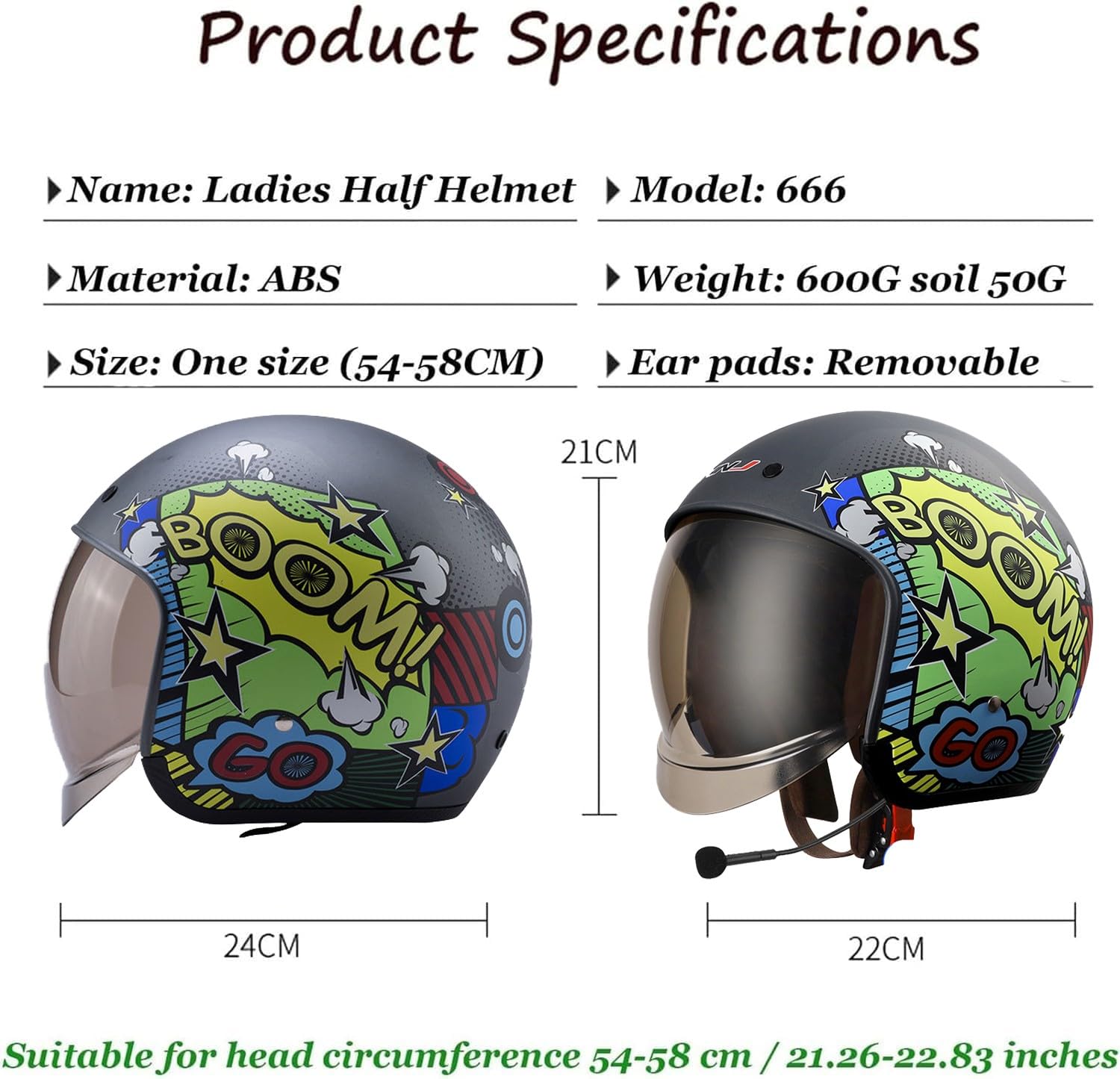Casco Moto Retro 3/4 Alemania con Bluetooth, Casco Moto Abierto Estilo Vintage Adecuado con Visera Parasol, Certificado Según Las Normas ECE, Conducir Carretera Utilizar Scooter. F,Large