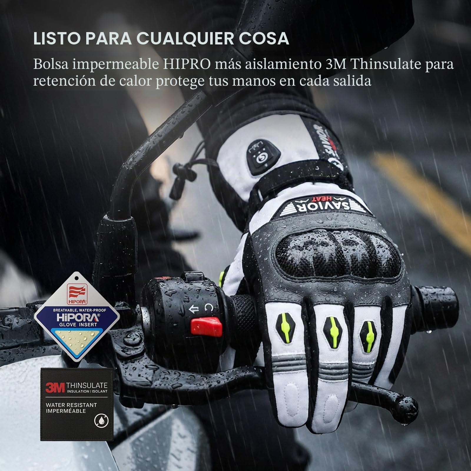 SAVIOR HEAT Guantes calefactables Guantes de Moto Recargables Guantes de Bicicleta Impermeables Guantes de Ciclismo Mujer Hombre Guantes Invierno para Esquiar, Caza y Pesca
