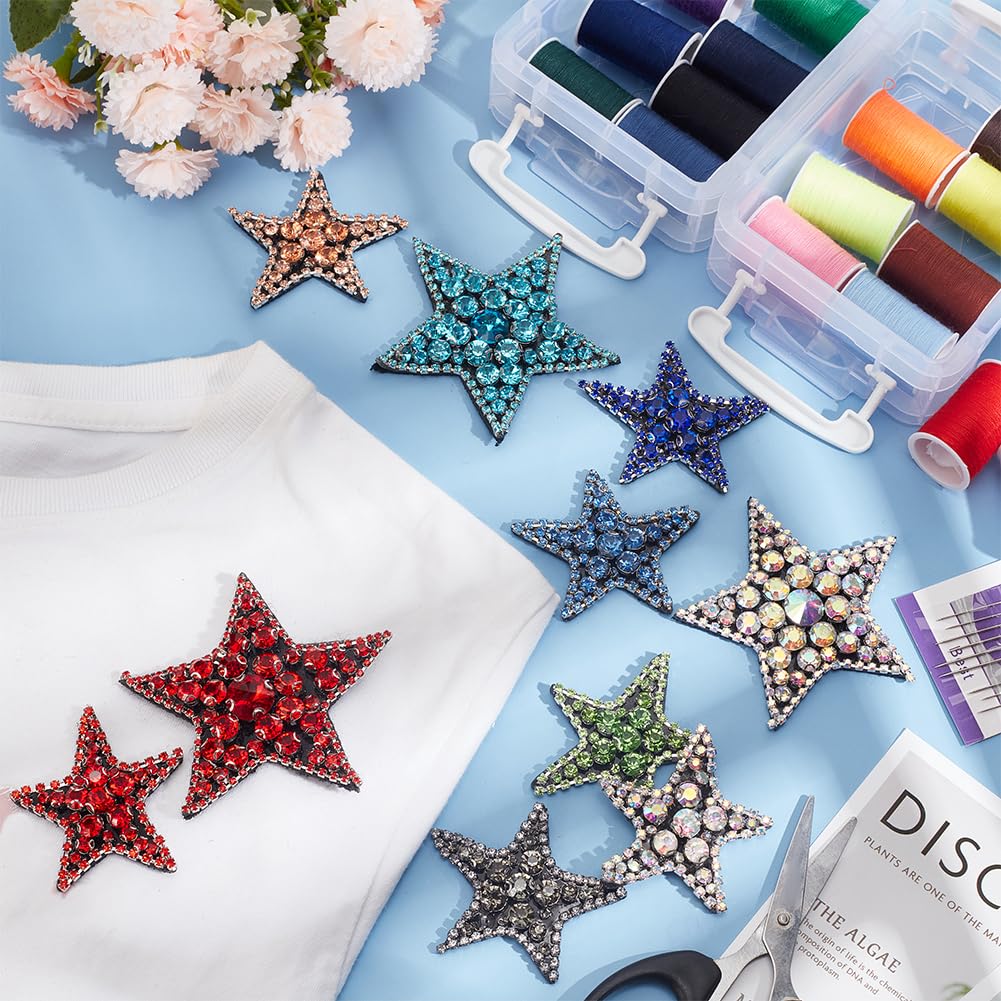 10 Toppe Con Paillettes A Stella E Strass INFUNLY - Colori Assortiti, Da Cucire Su Vestiti, Jeans E Borse - 2