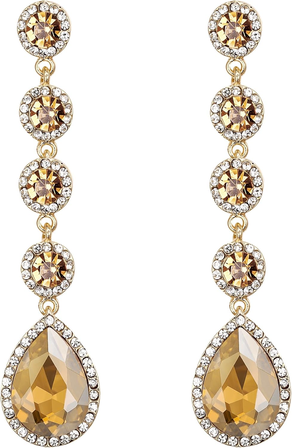 BriLove Women’s Elegant Wedding Bridal Crystal Beaded Teardrop Chandelier Dangle Earrings