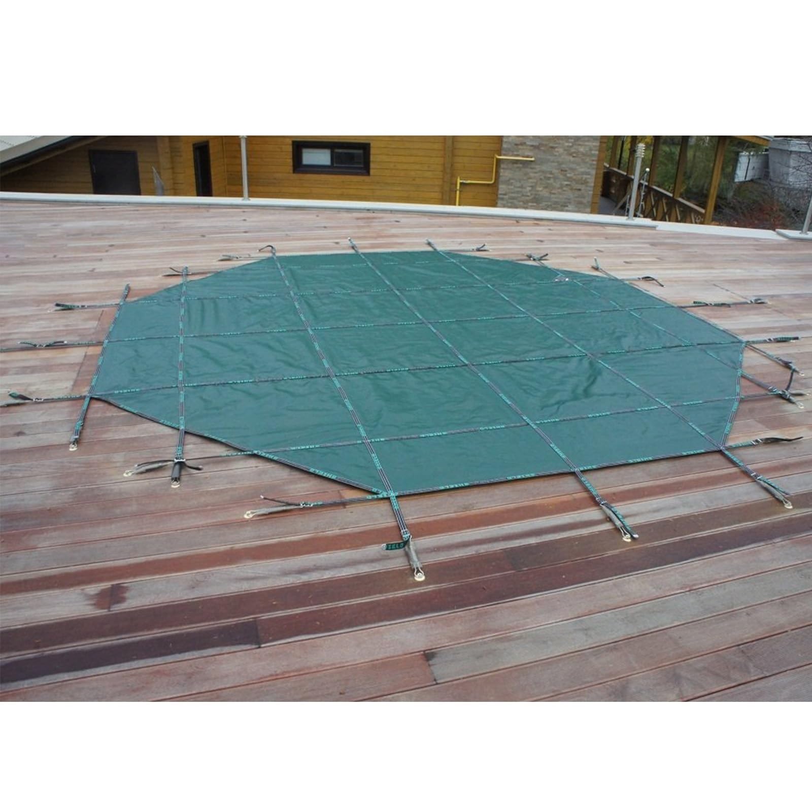 Bâche de sécurité pour piscine creusée de qualité commerciale, protection hivernale robuste pour terrasse en bois et sol en béton, comprend un kit de ressort d'ancrage en laiton
