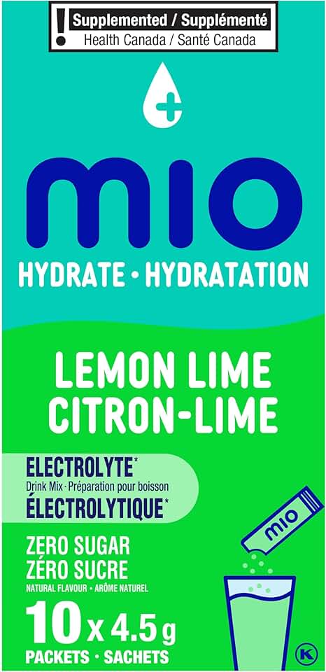 mio Hydrate Lemon Lime Electrolyte Drink Mix, 4.5 g Packets, 10 ct Box