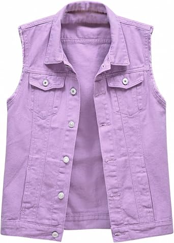 Jean Vest Top for Women Womens Denim Vest Sleeveless Cropped Denim Jacket Button Down Jean Waistcoat with Pockets