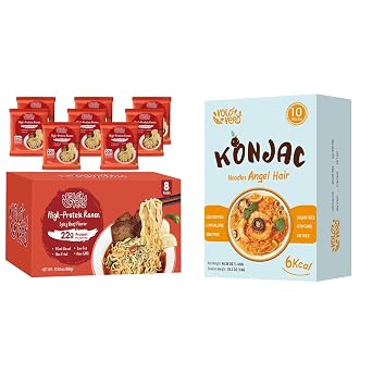 VOLO VERO Protein Ramen Noodles 22g Plant Based Protein and Konjac Noodles Angel Hair Pasta Low Calorie Vegan Meal, Gluten Free, Sugar Free, Low Carb, Ready to Eat Shirataki Noodles, 18 Packs
