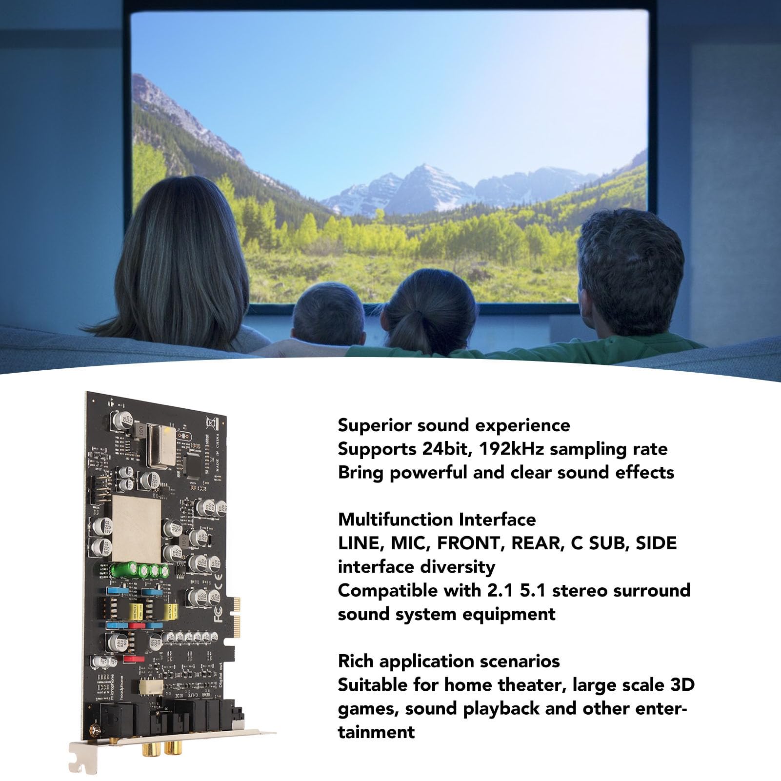 Interne Soundkarte, CM8828 CM9882A 7.1CH TCXO 24Bit 192kHz 100db SNR Soundkarte, PCI Express Adapter, Superior Sound 3D Stereo PCI e Audiokarte, für PC 7 8 10 XP Vista