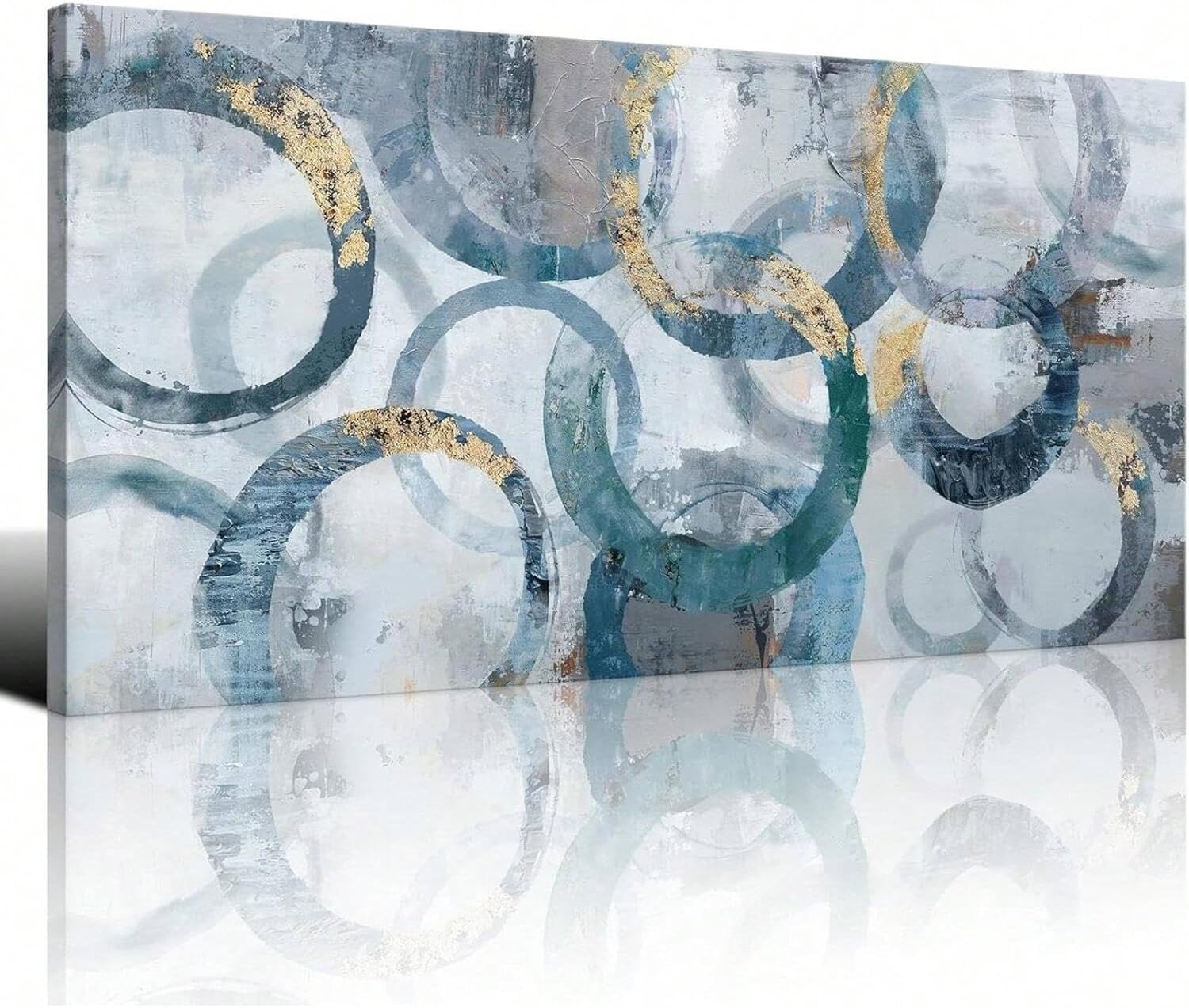 abstract canvas wall art wall decor, modern minimalist blue teal wall art painting artwork for living room decorations 70x140cm(28x55in) withframe with frame 70x140cm(28x55in)