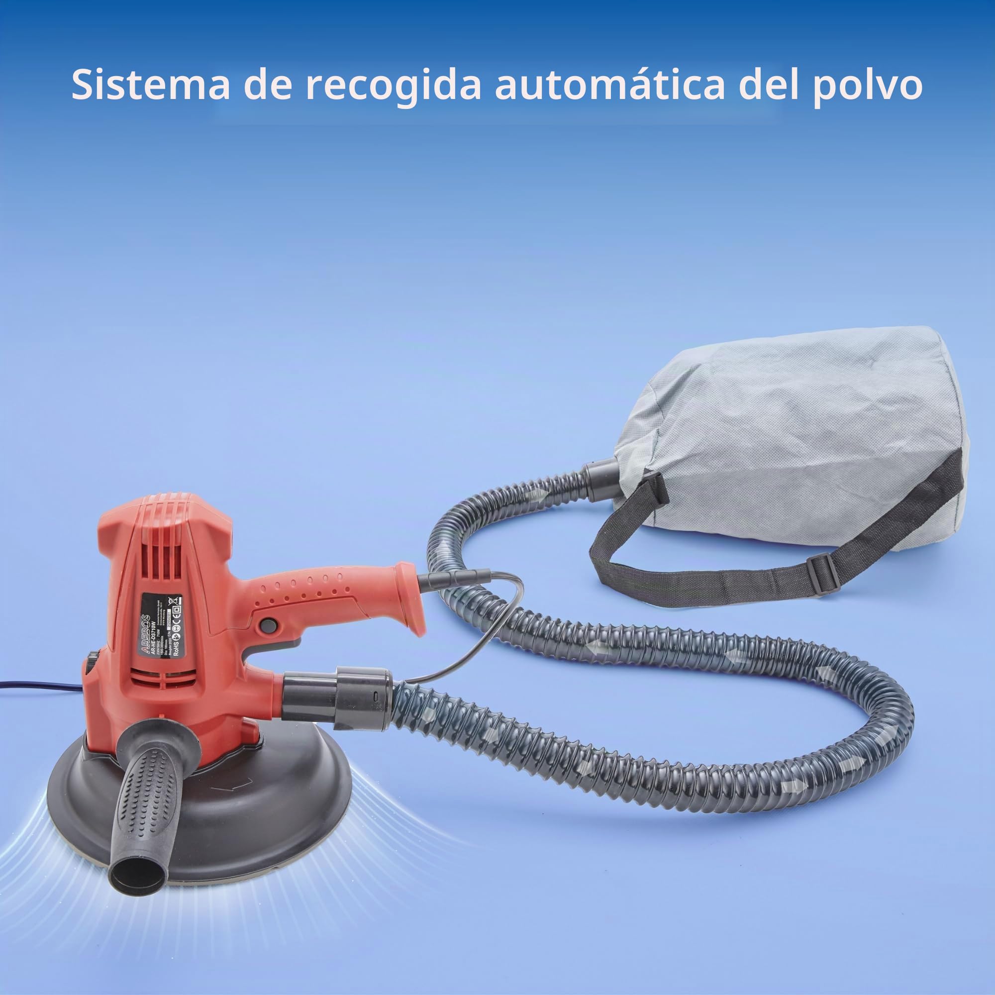Arebos Lijadora Orbital | lijadora para techos y paredes | Lijadora Eléctrica | incluyendo 18 papel de lija | 710 W