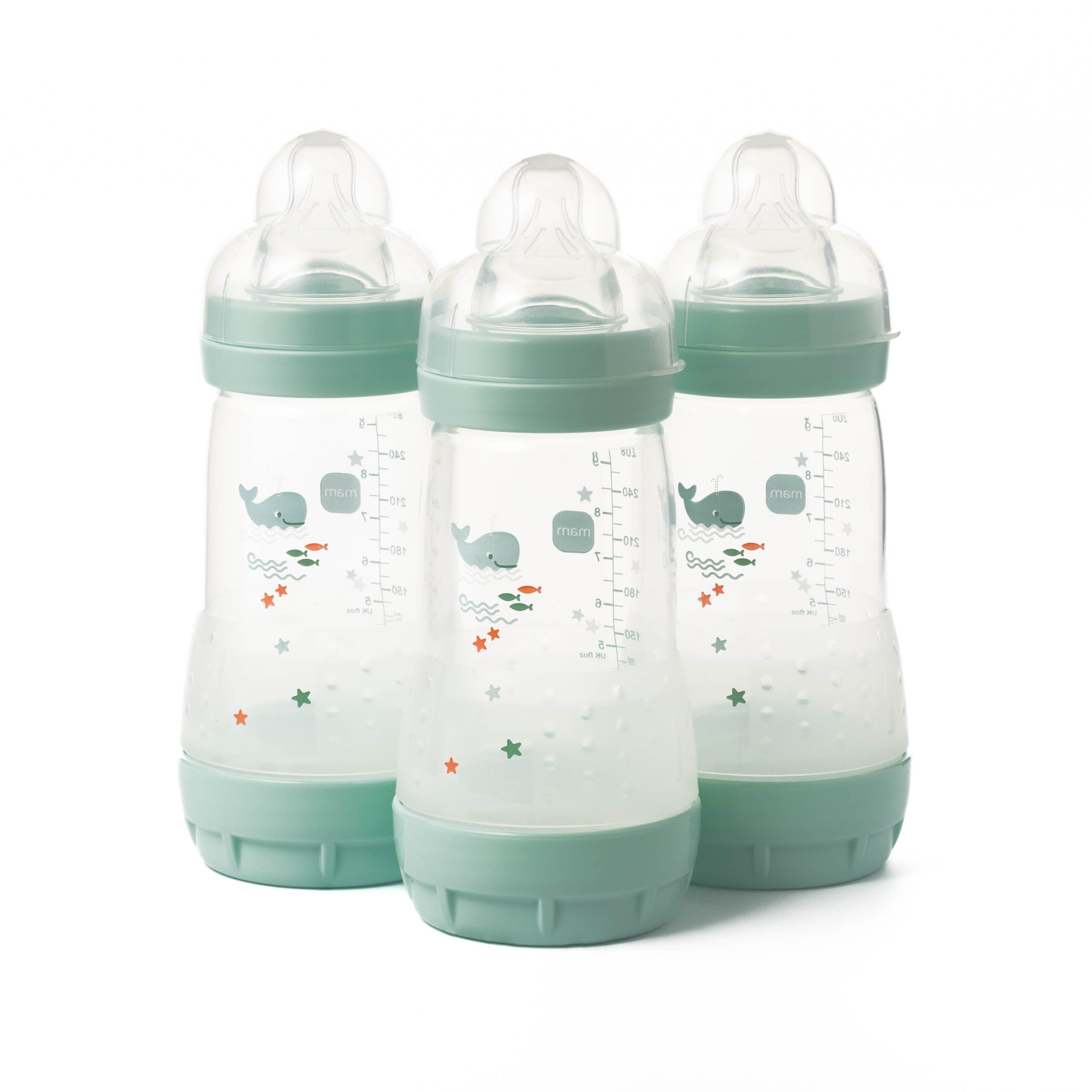 MAM Easy Start Anti-Colic Bottles, 3 x260ml, Self-Sterilising, Green