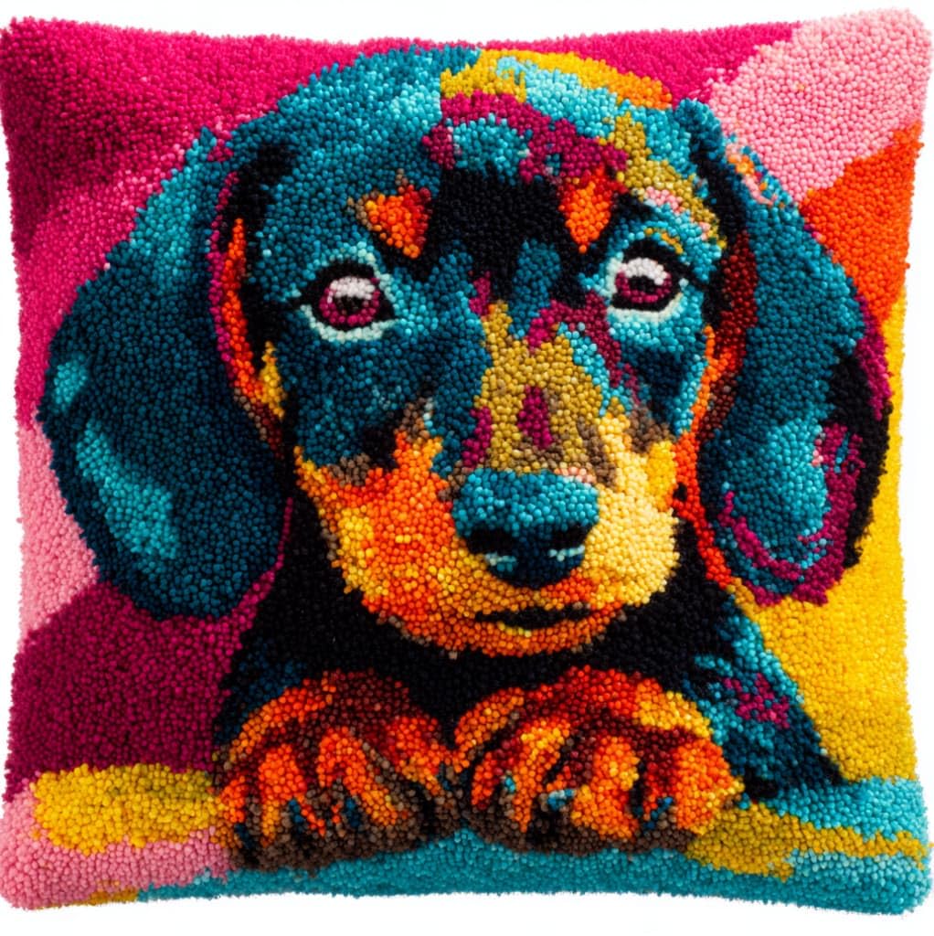 AxiangziK DIY Latch Hook Pillow Kit,Dachshund