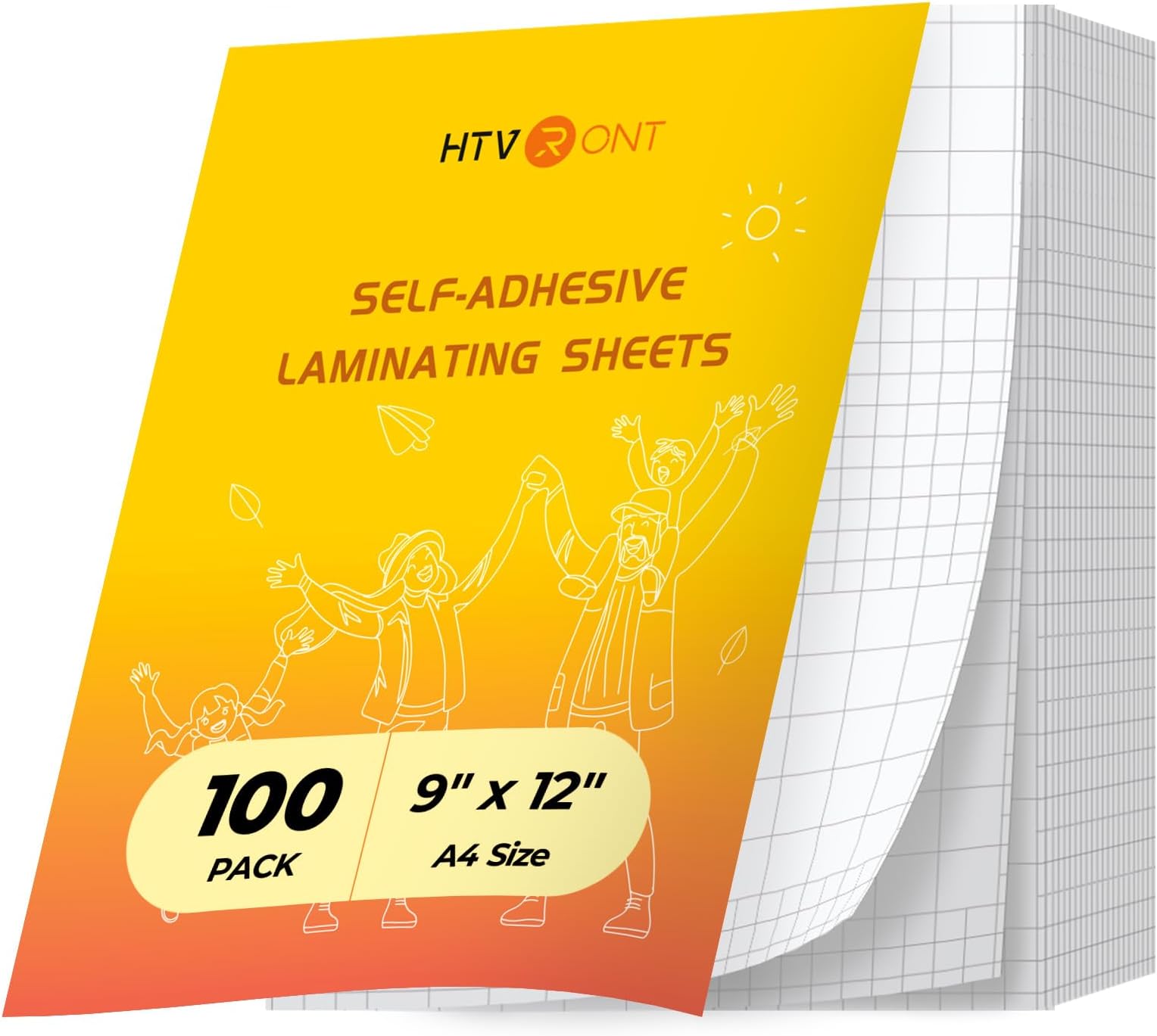 HTVRONT Self-Adhesive Laminating Sheets-9 X 12 Inches Self Laminating Sheets, No Machine Needed Clear Laminating Sheets for Protecting and Preserving Documents, Photos, Menus,Stickers… (100)
