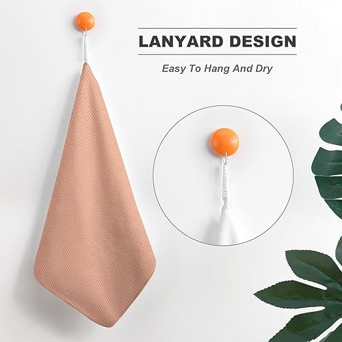 Miniatura 5 de Toallas de mano decorativas para baño, diseño retro de rayas doradas y naranjas, suaves, absorbentes, pequeñas toallas de mano para cocina, granja,