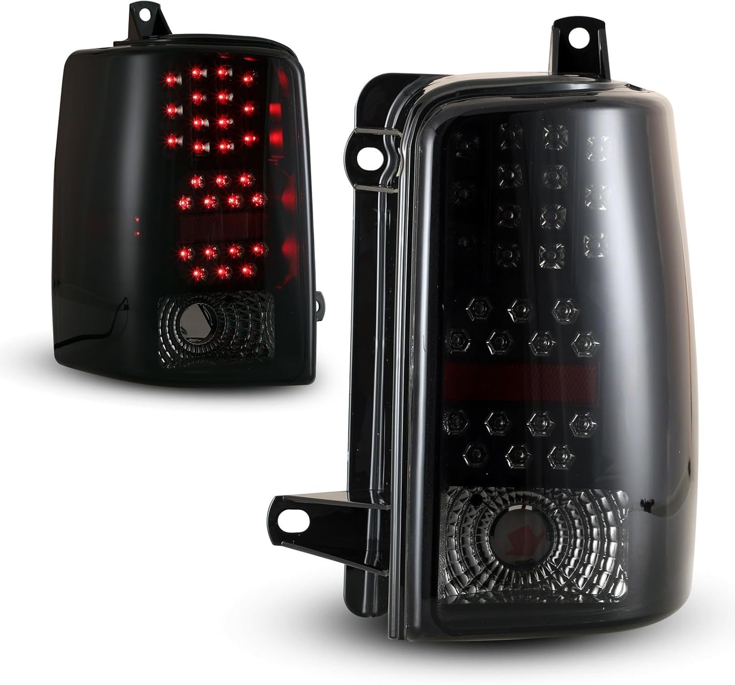HEADLIGHTSDEPOT Black LED Tail Light Set With Smoke Lens Compatible With Jeep Grand Cherokee 1997-1998
