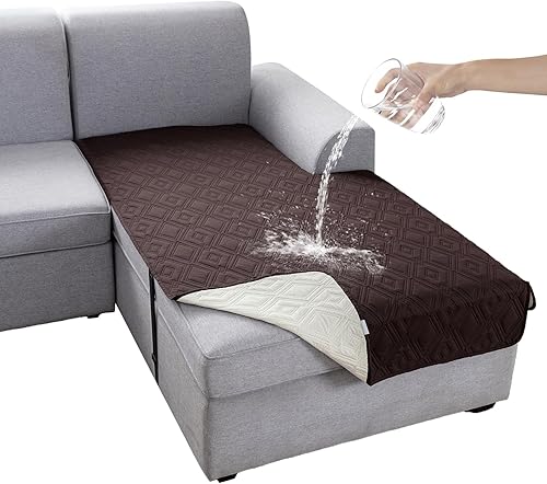 Miniatura 30 de Genina Funda de sofá 100% impermeable para sofá de 3 cojines, fundas de sofá antideslizantes lavables para sofá modular en forma de L, protector de