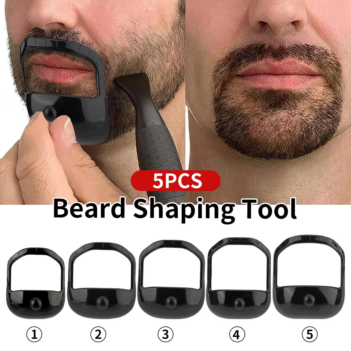 5 Dimensioni Di Modello For Rasatura Pizzetto For Barba Strumento For Modellare La Barba Forniture For Rifinitura For Uomo Modello For Rifinitura Barba Simmetrica For Pizzetto Da Barba(Black)