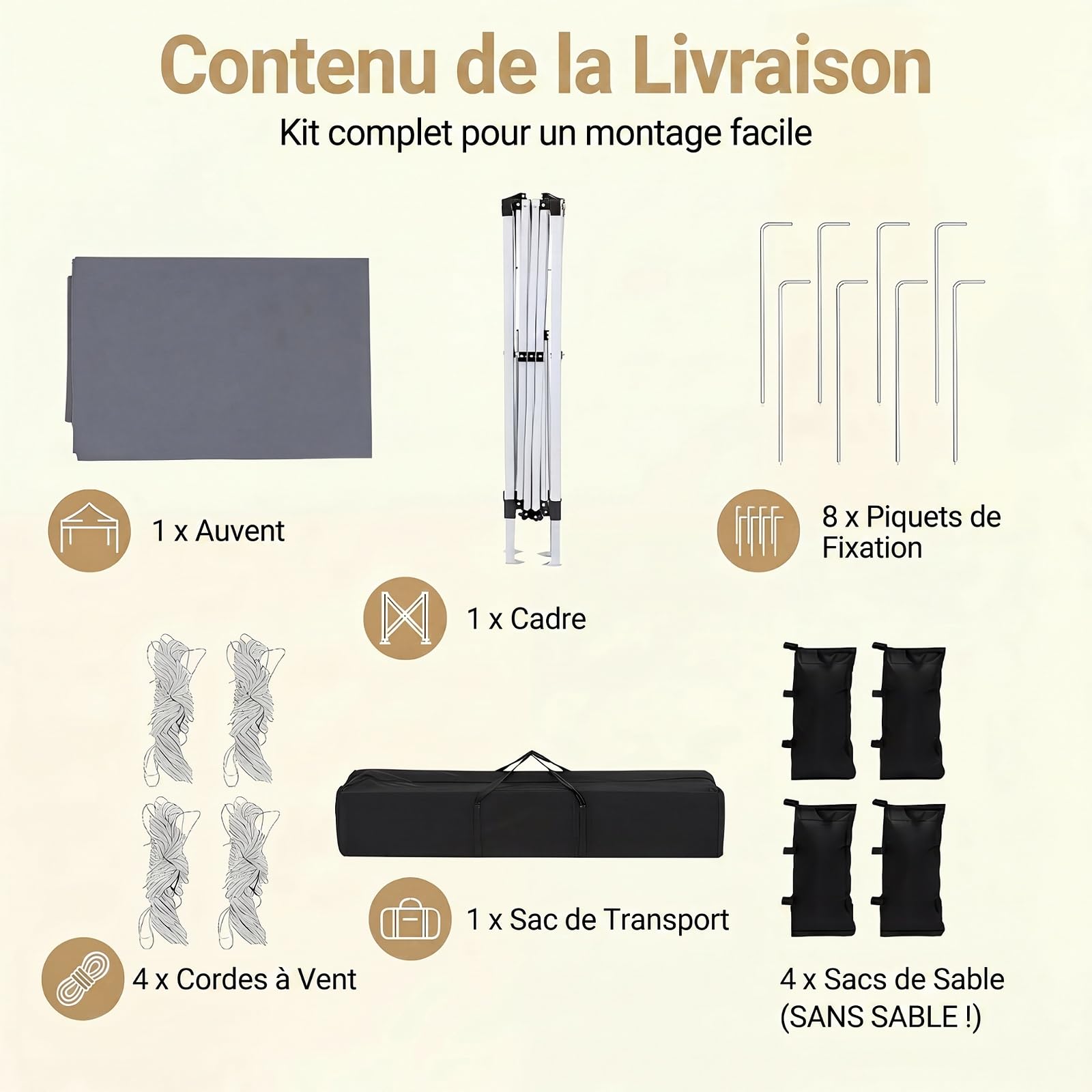 RELAX4LIFE Tonnelle Pliante 3x3 Imperméable, Barnum Pliant Facile à Monter, Protection Solaire UPF50+, Tissu Oxford Argenté, Cadre Métallque, Sac Inclus, Gazebo 3x3 pour Terrasse Marché Camping (Gris)