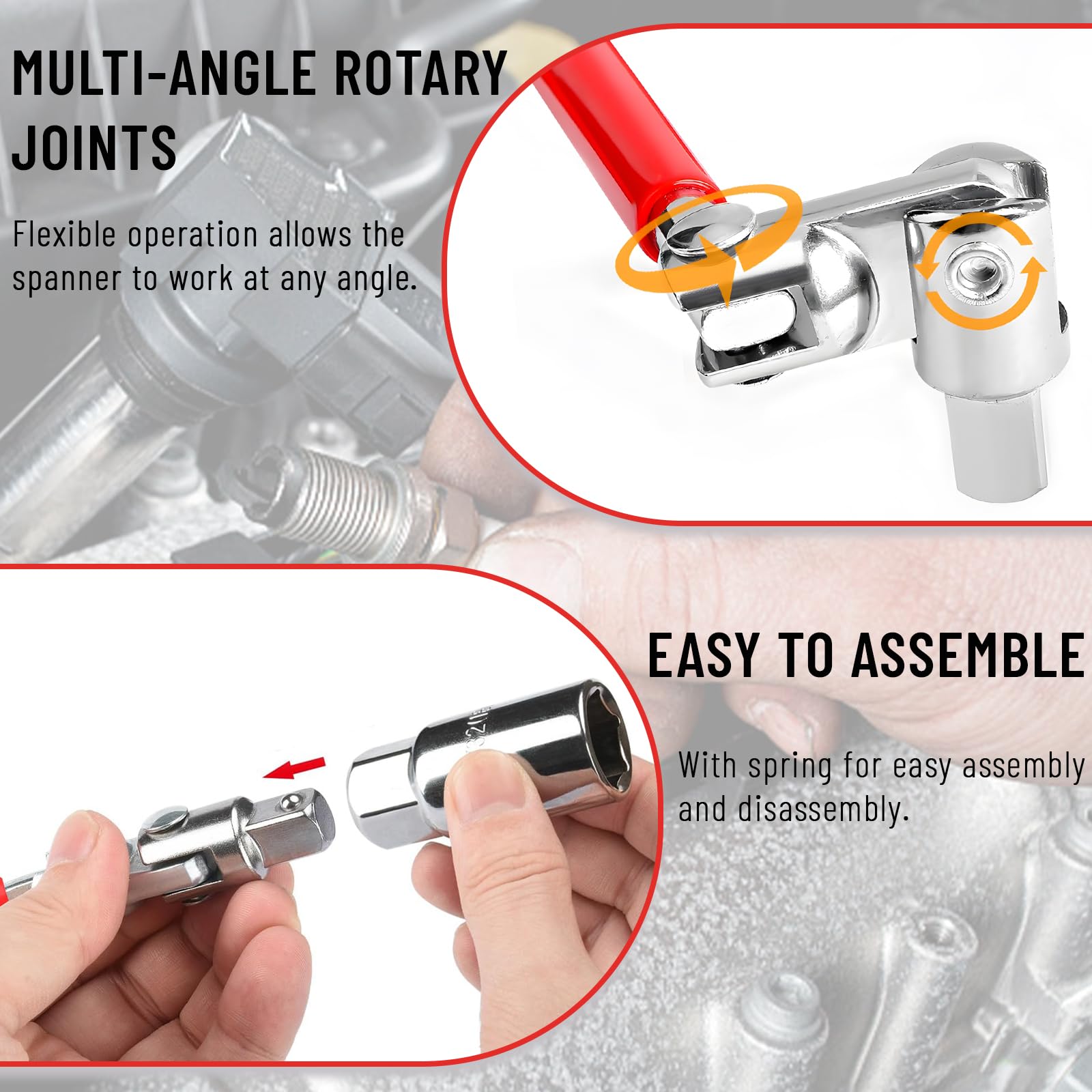 Jemmytu Set Chiave Candela Auto E Moto - 16/18/21 Mm Con Impugnatura A T - Foto 13