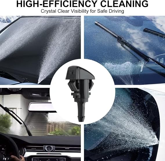 2 Pack Windscreen Washer Jets, Front Windshield Spray Nozzles with Fine Mist Multi-Angle Spray for Hyundai Tucson/Kia Sportage/I30/I20 – Quick-Clean Wiper Washer Jet Replacement for Car Use (Black)