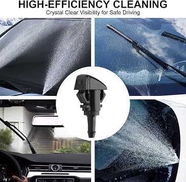 2 Pack Windscreen Washer Jets, Front Windshield Spray Nozzles with Fine Mist Multi-Angle Spray for Hyundai Tucson/Kia Sportage/I30/I20 – Quick-Clean Wiper Washer Jet Replacement for Car Use (Black)