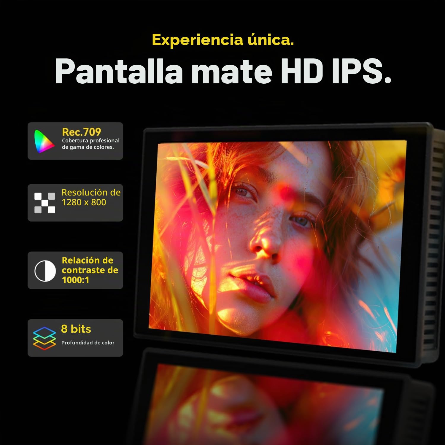 PortKeys HD7T Monitor de campo de cámara táctil de 7 pulgadas, 1000 nits, monitor de cámara DSLR, entrada y salida HDMI 4K, Full HD 1280 x 800 IPS, 3D lut, vídeo pico, asistencia de enfoque para