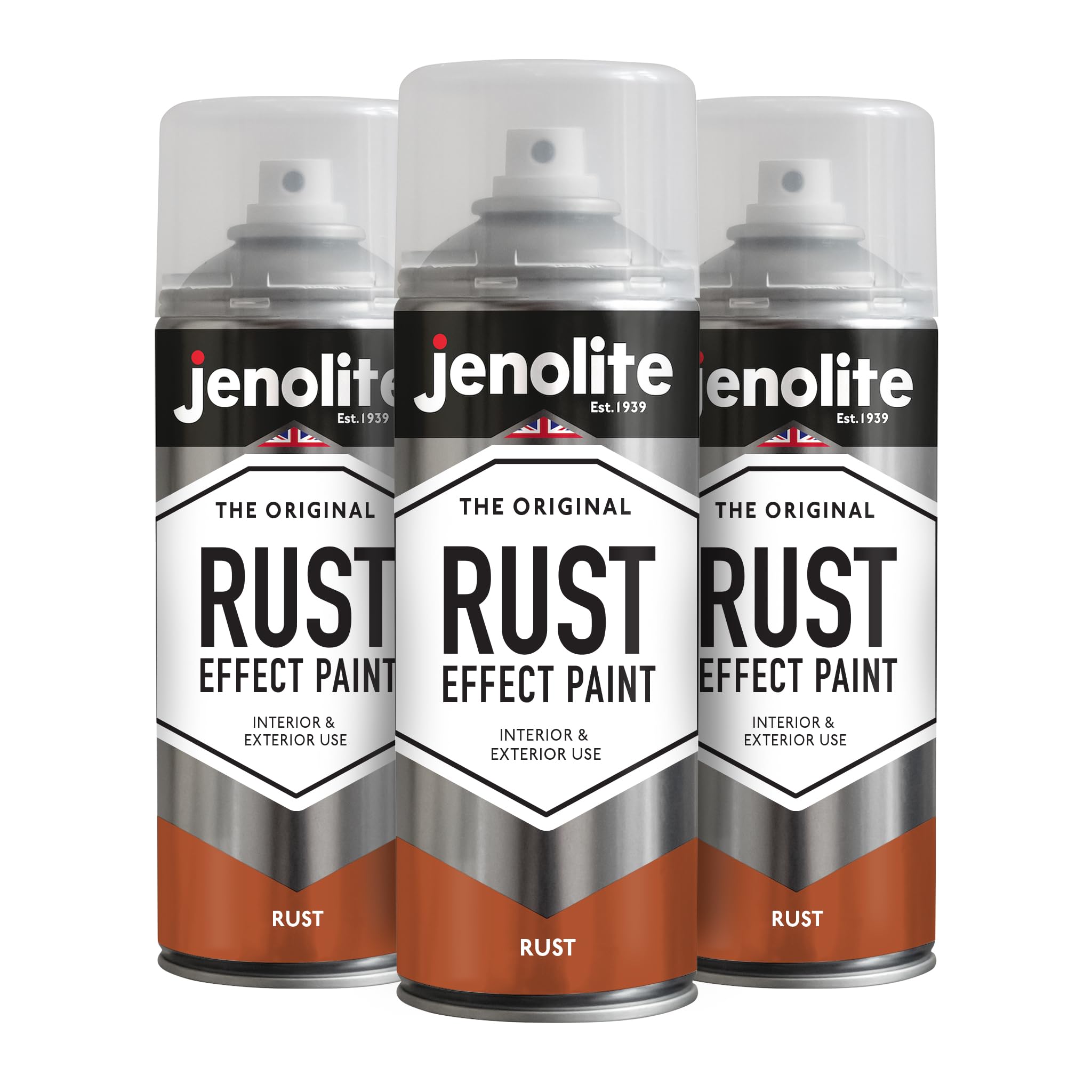 JENOLITE Farba w sprayu z efektem rdzy, 3 x 400 ml, teksturowany wygląd rdzy, wiele powierzchni, idealna do majsterkowania i majsterkowania, wewnątrz i na zewnątrz