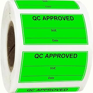 QC-zugelassene Etiketten, 5,1 x 2,5 cm, grün, Qualitätskontrolle, Inventaraufkleber, 500 Zulassungsetiketten, fluoreszierende grüne Etiketten für Lager, Qualitätskontrolle, geprüfte