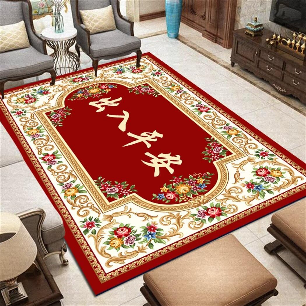 Tapis design floral rétro rouge 120x170 grand tapis de chambre confortable