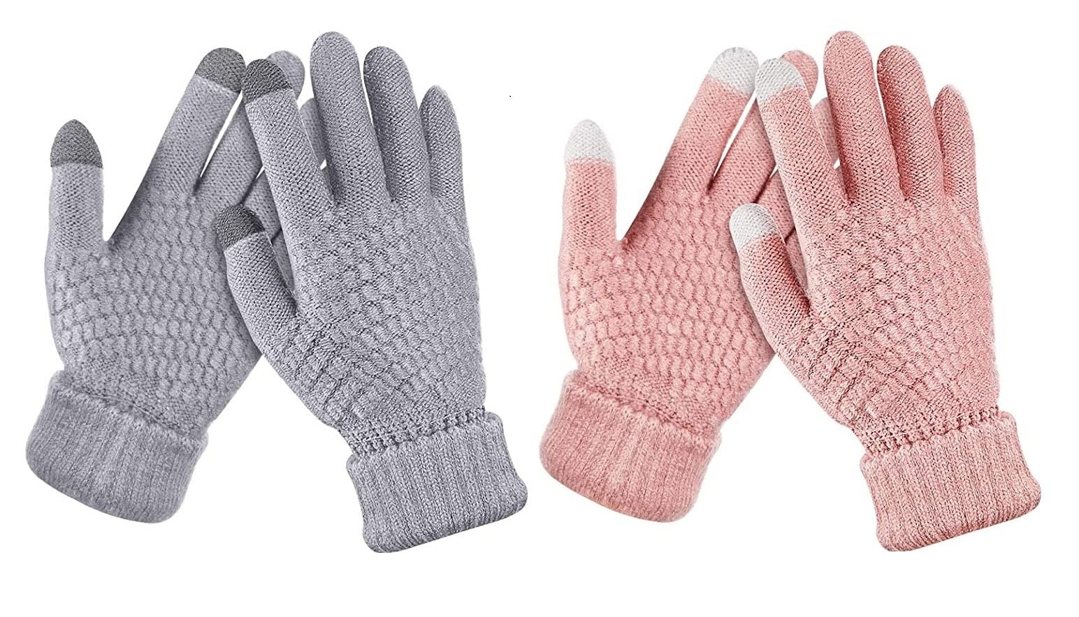 ZARAKI Warm Stretchy Winter Gloves for Women Perfect for Texting in the Cold Multicolor Free Size Pack of 2-picture-29