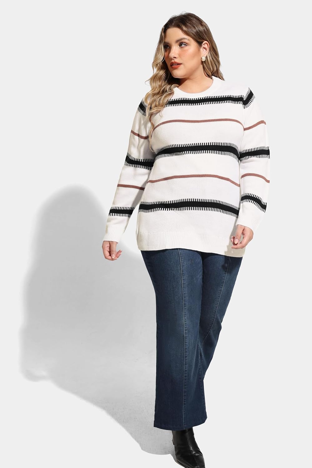 RITERA Womens Plus Size Sweaters Long Sleeve Casual Pullover Warm Knit Jumper Tops XL-5XL - Image 4