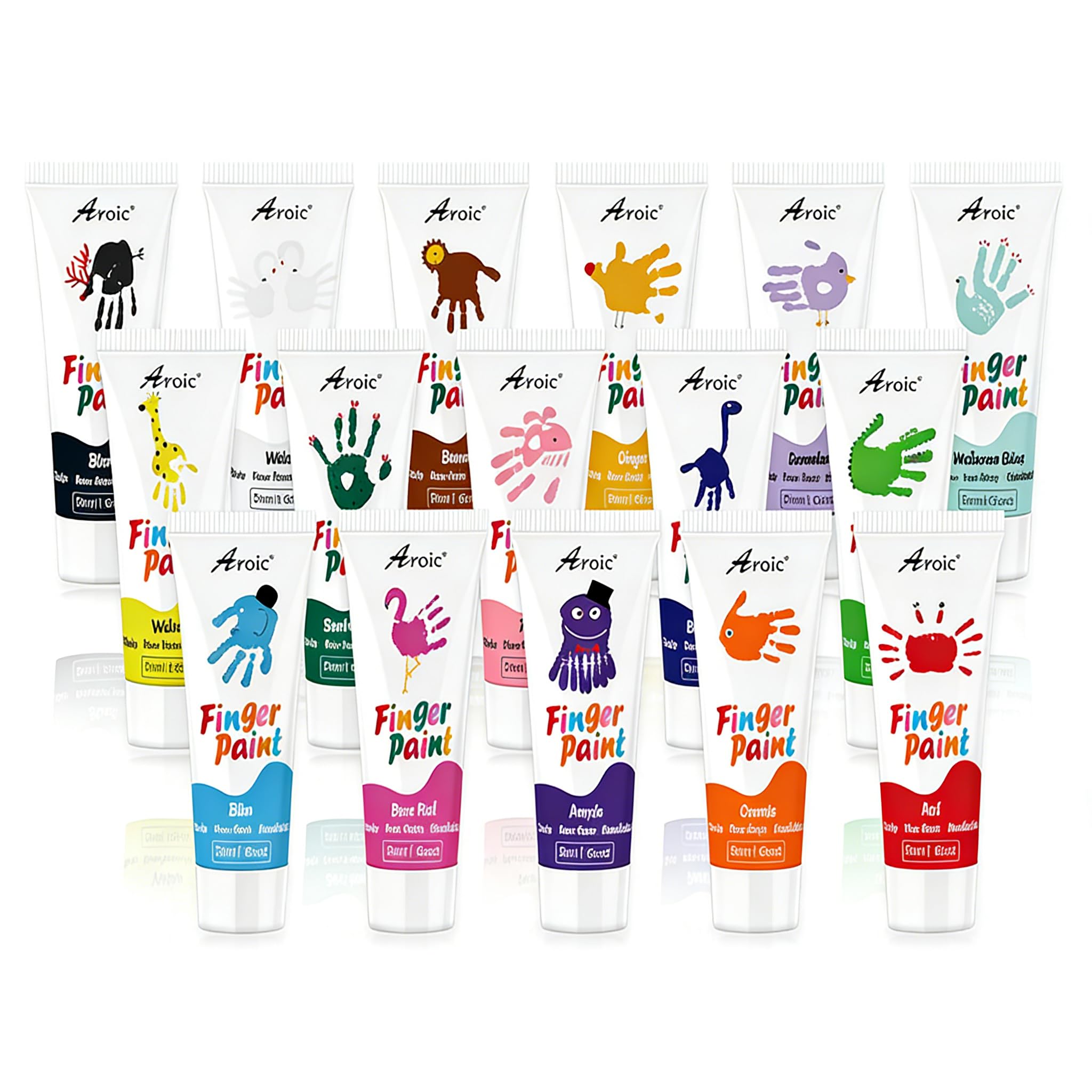 AROIC 16 Colors Washable Finger Paint, Non-Toxic, Art Painting Supplies for Artist, Finger Painting Supplies for Children Age 12+ and Adult, Hand Paint Set DIY Crafts