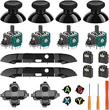 Repair Kit for Xbox One S/X Controller, Thumbsticks, 3D Analog Joysticks, LB RB Bumper, Dpad, ABXY Buttons, Headphone Jack, Replacement Parts for Xbox One Controller(Model: 1708)(Black ABXY)