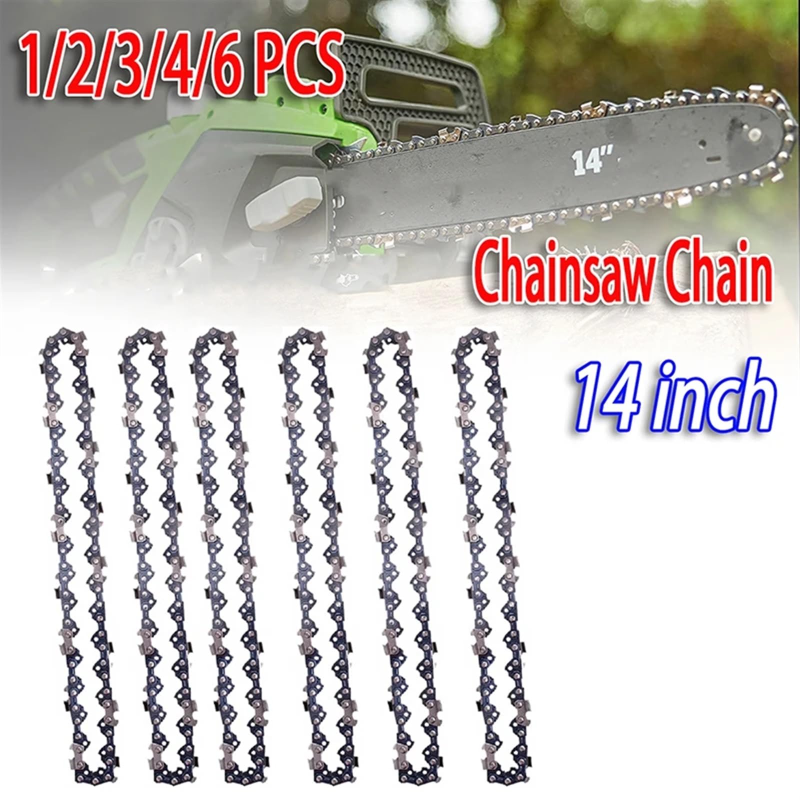 Cadena De Motosierra Motosierra de Cadena de Acero Inoxidable de 14 Pulgadas, Repuesto de Motosierra eléctrica semicincel de 3/8 "LP .050" 52 DL for poda de Registro de carpintería(6X Chain)