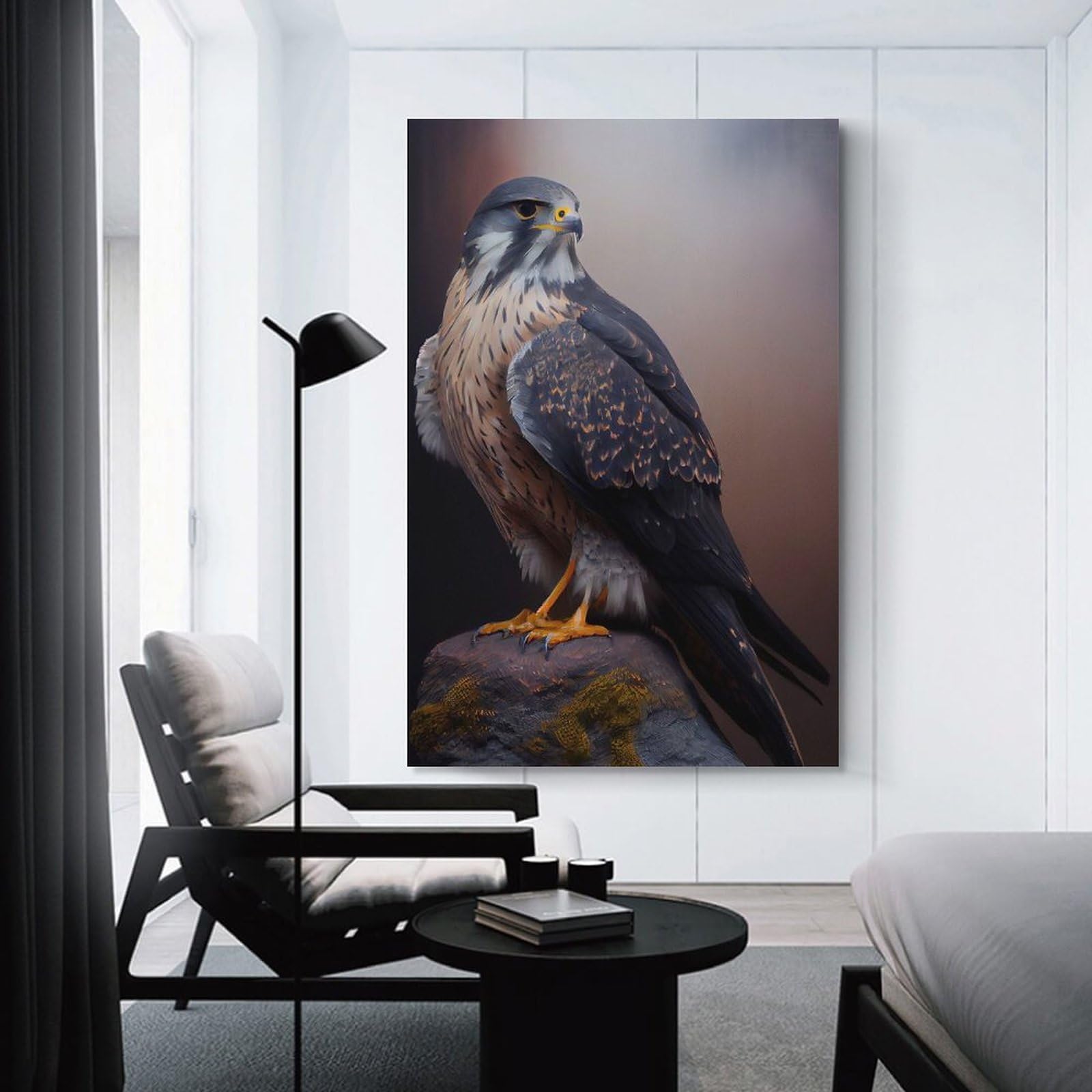 Junmoney Wall Art Print Falcon Bird of Prey, 12x18inch(30x45cm), for Bedroom Decor, Cosy Corners Or Studios, Decorative Wall Art for Cosy Rooms