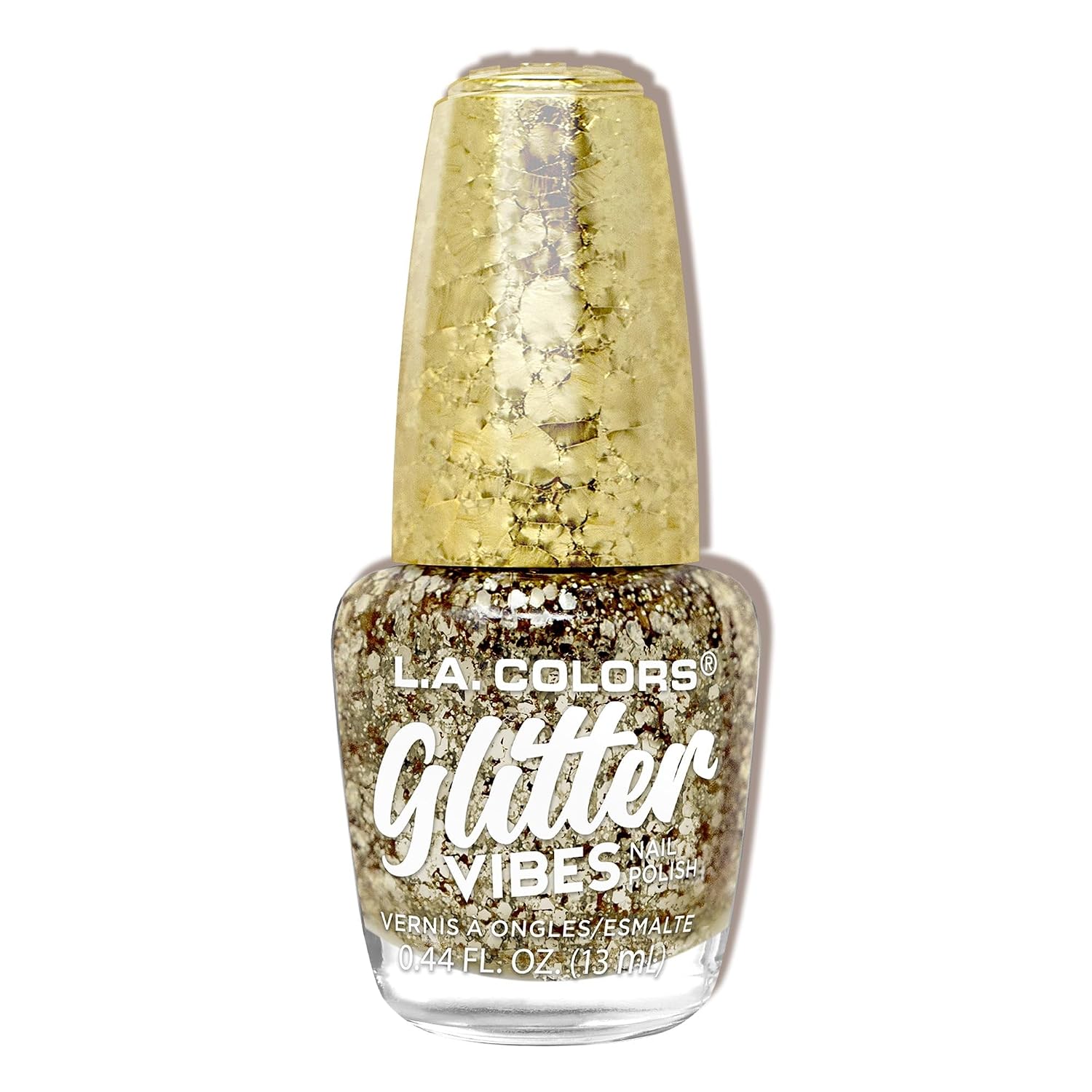L.A. COLORS Glitter Vibes Nail Polish, Golden Glow CNL356