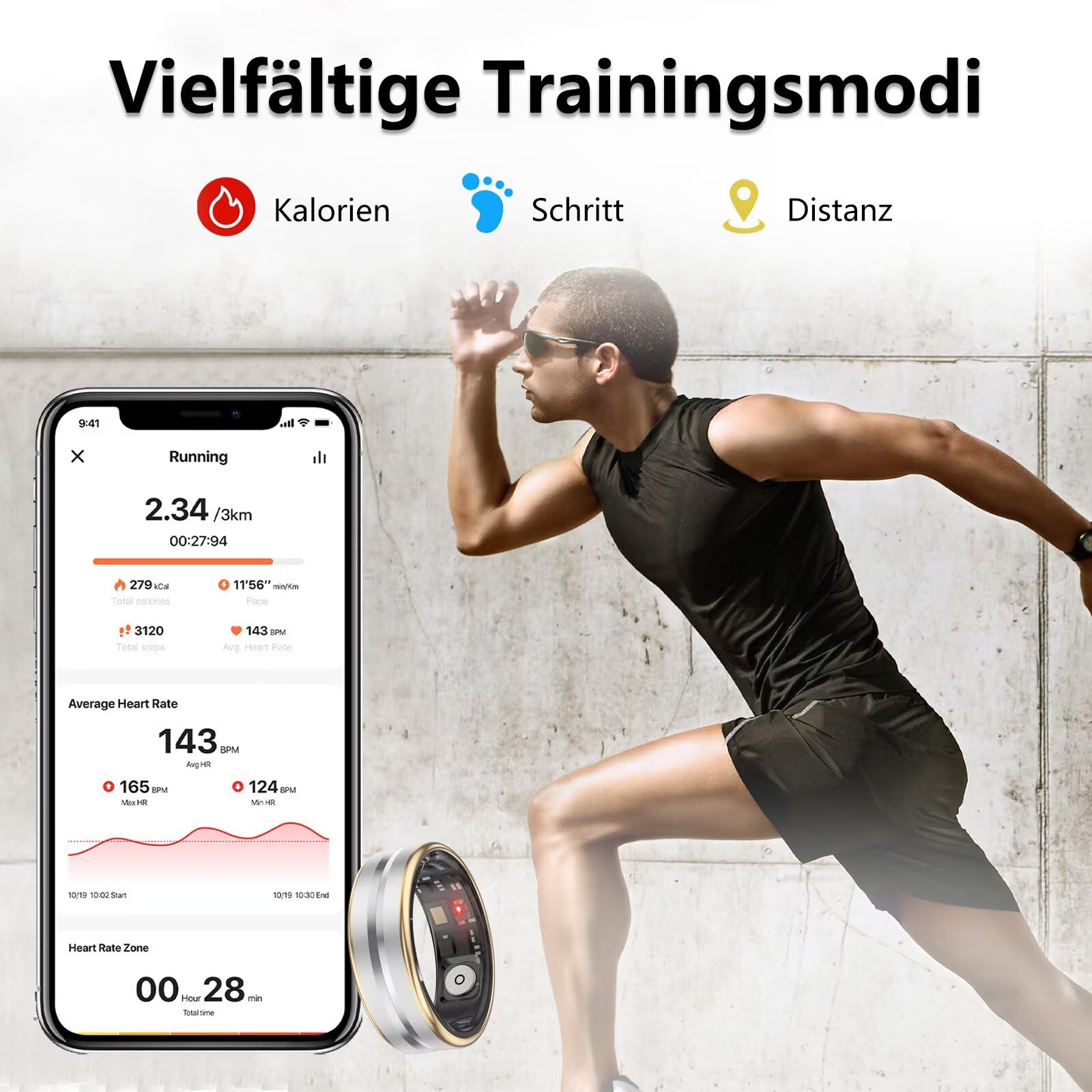 Smart Ring Fitness Ring Tracker Smartring Uomo Donna Sonno Contapassi Monitoraggio Del sonno Android IOS Smart Anello Tracking Anello Cardiofrequenzimetro SpO2 Activity Tracker Anello Fitness Anello