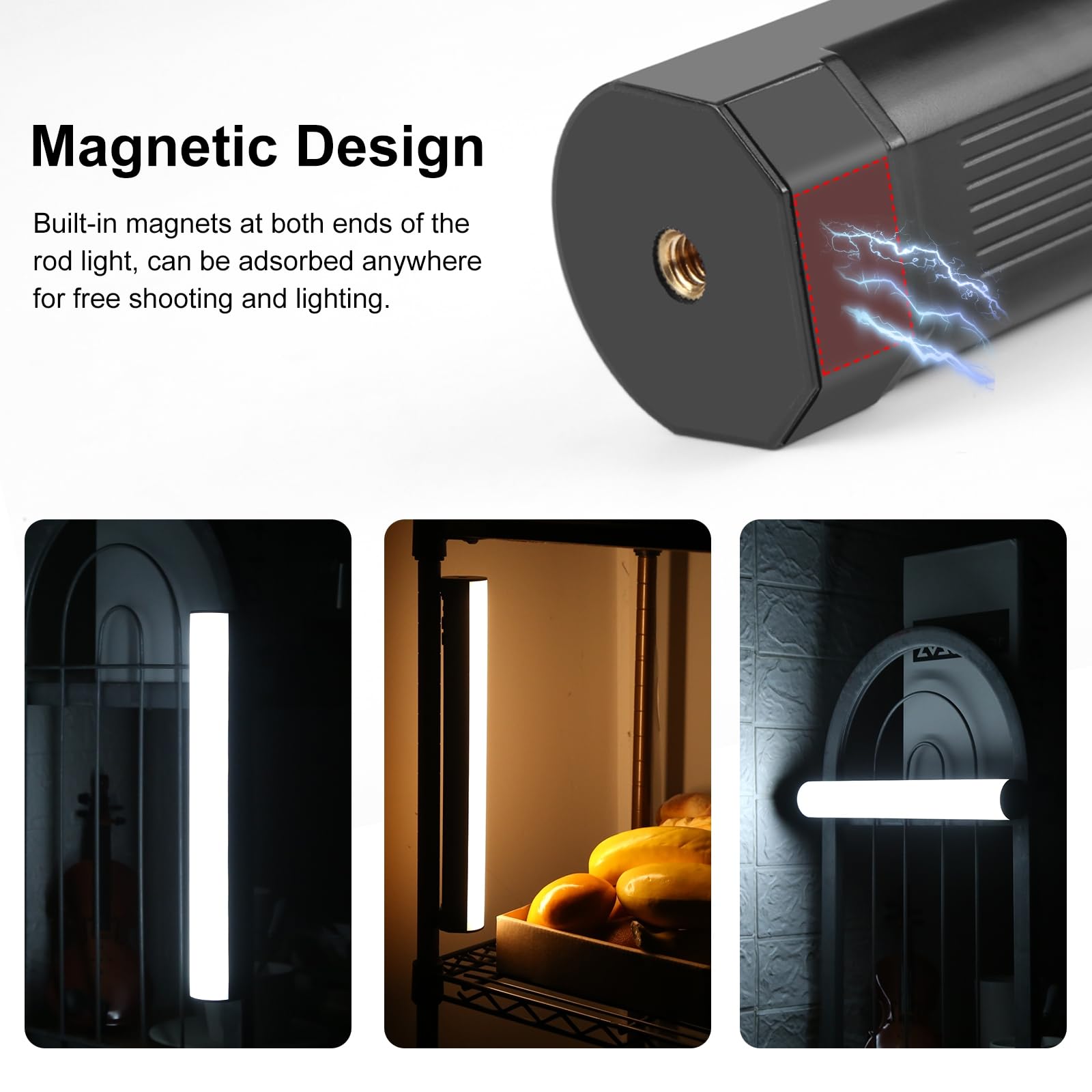PULUZ RGB Light Stick 30cm, Magnetische 360°-Vollspektrum Videoleuchte Stab mit Wiederaufladbarem 3000-mAh-Akku + 2500-9000K Farbtemperatur für Studiofotografie, TikTok, YouTube