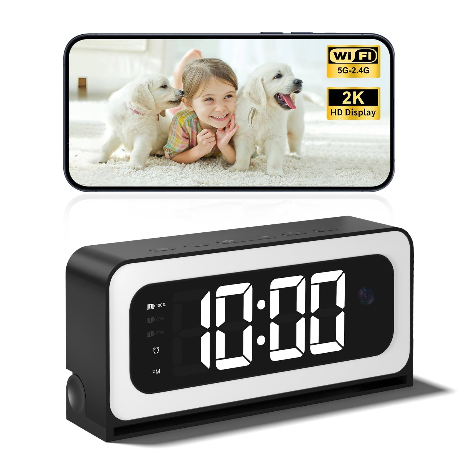 Hidden Camera Clock 2K 5G 2 4G WiFi Clock Camera Wireless Indoor Camera for Home Security Nanny Cam