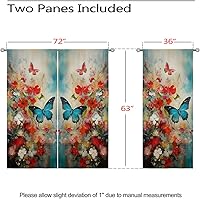 Vista 88 de Cortinas opacas de mariposa para decoración del hogar de niñas y niños, hermosas flores en acuarela, con ojales, aislamiento térmico, cortinas