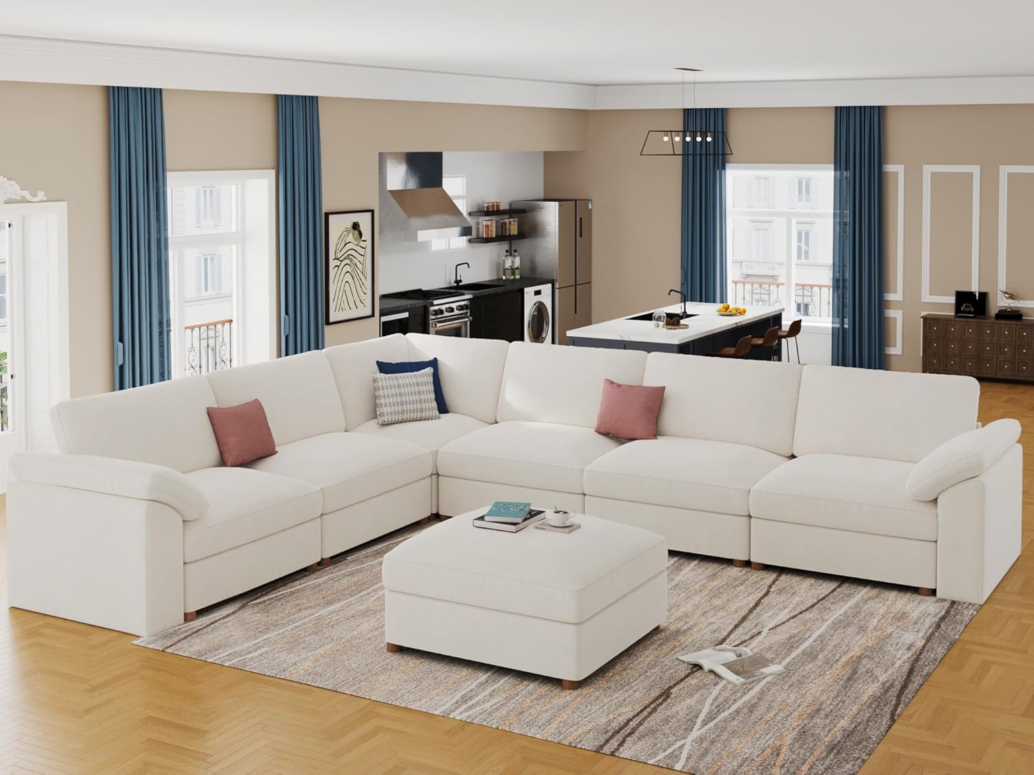 EASE MOOSE Oversized Sectional Modular Sofa,Modern Comfort L