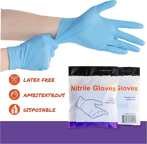 Miniatura 6 de Lightning X - Par de guantes de examen de nitrilo Empaquetados individualmente, 50 guantes, 25 pares, bolsa con cierre resellable, grande